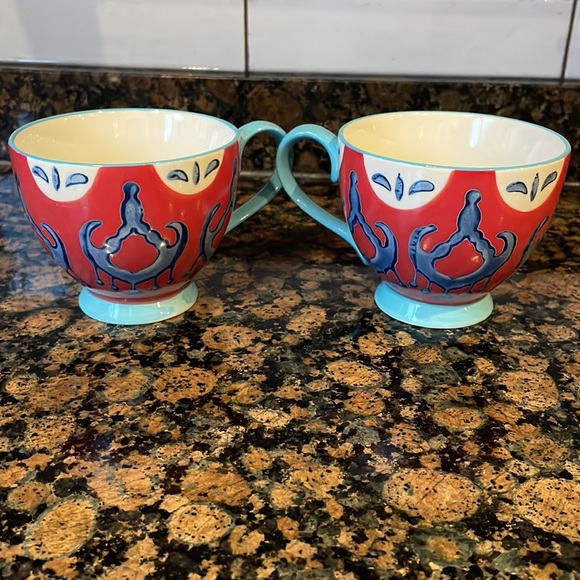 Artisan hand painted coffee mugs - footed (set of 2) - Picture 4 of 5